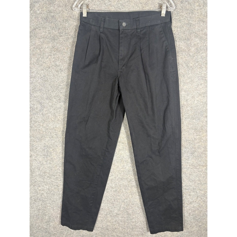 Lee Performance Khakis Mens 30x32 Black Pleated Flat Front Chinos Pants
